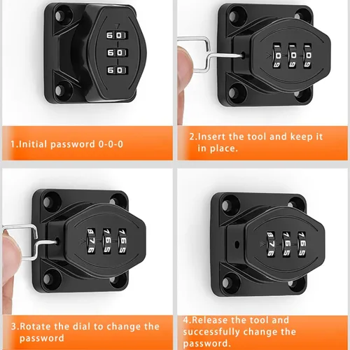 Vista 6 de VIDYSUFYR Cerraduras giratorias con contraseña, cerradura de seguridad deslizante de seguridad de 90 grados, paquete de 2 cerraduras de combinación