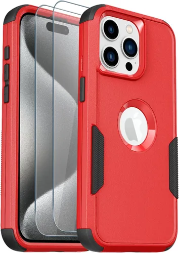 Vista 8 de Funda para iPhone 15 Pro – [2 protectores de pantalla de vidrio templado] [10 pies a prueba de caídas militar], funda protectora antideslizante a