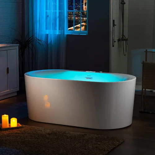 Vista 13 de WOODBRIDGE 59" × 31-1/2" Hidromasaje compacto y aire, bañera de remojo climatizada Whirlpool & Air Bubble Jets (16 Jets), Adjustable Air Blower