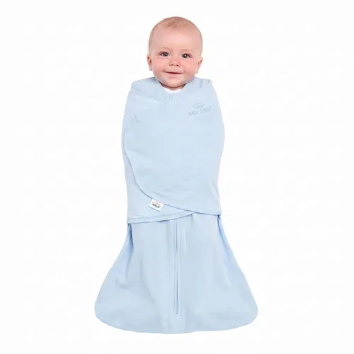 Vista 2 de HALO Saco de dormir envolvente 100% algodón, manta vestible ajustable de 3 vías, TOG 1.5, azul bebé, recién nacido, 0-3 meses