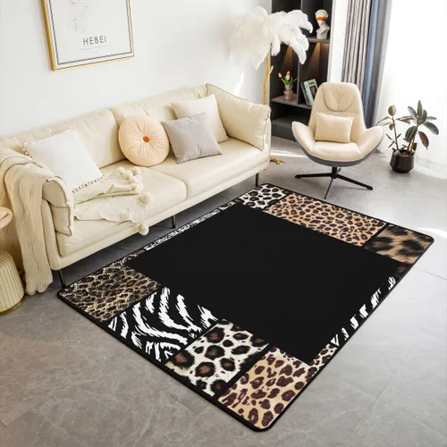 Vista 23 de Alfombra abstracta de tigre, 3 x 5 pies, color marrón y negro, alfombra con estampado de rayas de animales salvajes, para adolescentes y adultos