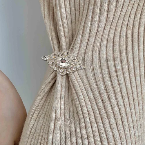 Vista 4 de Broches de flores para mujer, joyería de boda con cristales de imitación en tono dorado y plateado, ideal para esposa, hermanas, amigas, uso diario