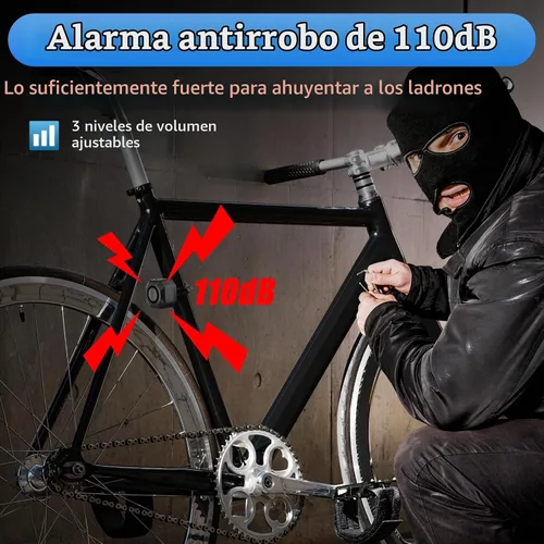 Vista 4 de NineLeaf Alarma para Bicicleta USB Recargable con Montura, Alarma para Bicicleta con Control Remoto, Sensor de Movimiento y Vibración Inalámbrico