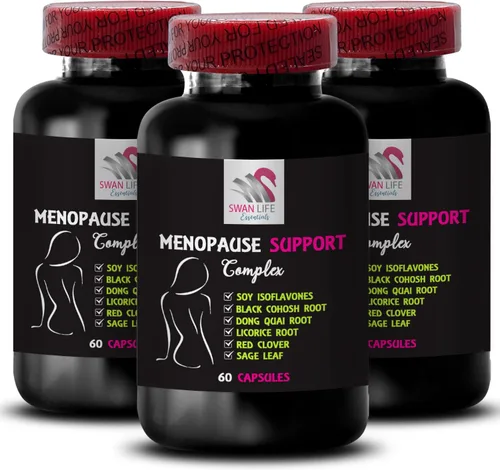 Vista 6 de Suplementos de menopausia para mujeres: píldoras de menopausia para mujeres, trébol rojo, alivio de la menopausia, fruta de casteberry, cohosh