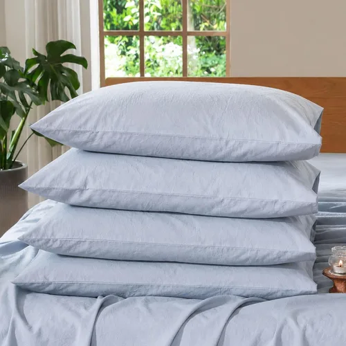 Vista 62 de MooMee Juego de 2 fundas de almohada de cuadros 100% algodón lavado con textura parecida al lino, transpirable, duradera, suave y cómoda