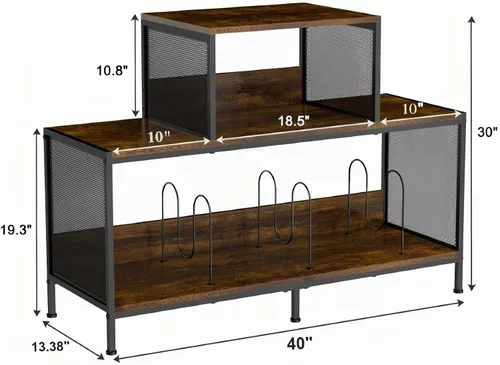 Vista 2 de Sonyabecca Espaciosa mesa de tocadiscos vintage – Capacidad para 150 – 250 álbumes de vinilo, divisores ajustables, áreas de visualización lateral