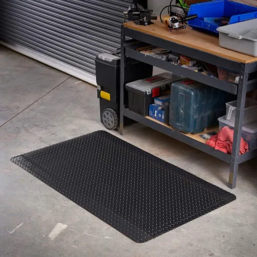 Vista 5 de Tapete de suelo con placa de diamante resistente antifatiga, soporte de pie de grado comercial para dolor de piernas y espalda, base de esponja