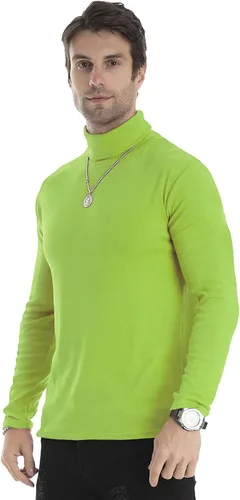 Vista 114 de Camiseta de manga larga para hombre, ajustada, ligera, con cuello de tortuga