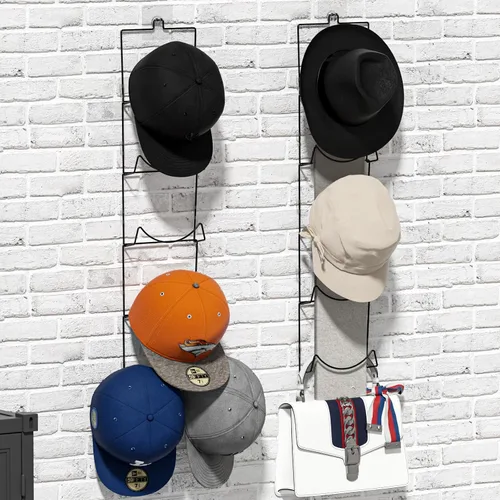 Vista 8 de LINFIDITE Paquete de 10 soportes para colgar sombreros, organizador flexible con múltiples ganchos, montado en la pared, sobre la puerta, para gorra