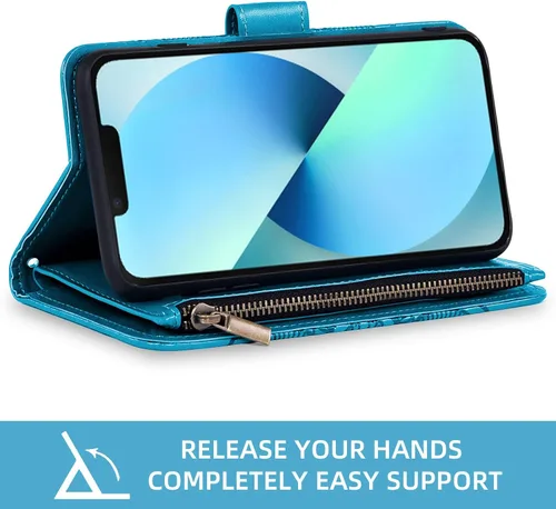Vista 4 de Asuwish Funda compatible con iPhone 13 de 6.1 pulgadas y protector de pantalla de vidrio templado, funda de cuero con diseño de flores para iPhone