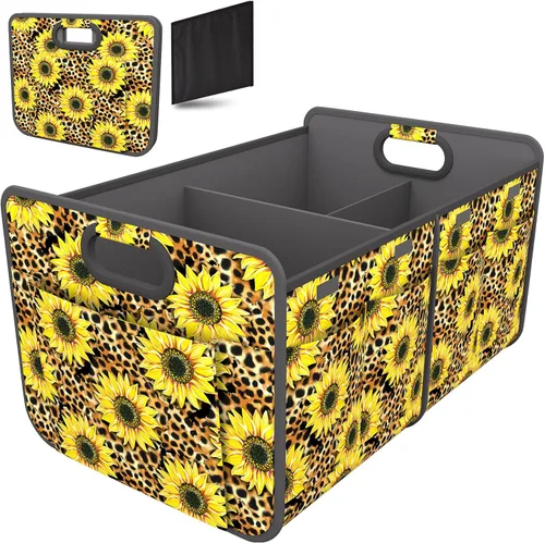 Vista 16 de Homeve Organizador de maletero de coche, organizador plegable de múltiples compartimentos, negro, 2 compartimentos, pequeño