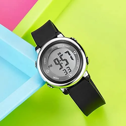 Vista 3 de Relojes digitales para mujer, pantalla LED, correa de silicona, reloj militar, multifunción, impermeable, alarma, cronómetro, retroiluminación LED