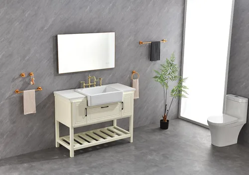 Vista 2 de Espejo LED de tocador de baño de 42 x 24 pulgadas con luz trasera, montaje en pared, memoria antivaho grande, ajustable