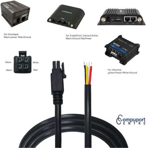Vista 2 de CompuPort - Cable de alimentación Molex DC GPIO de arranque de 4 pines, puntas blindadas y soldadas, compatible con módems Microhard, Cradlepoint