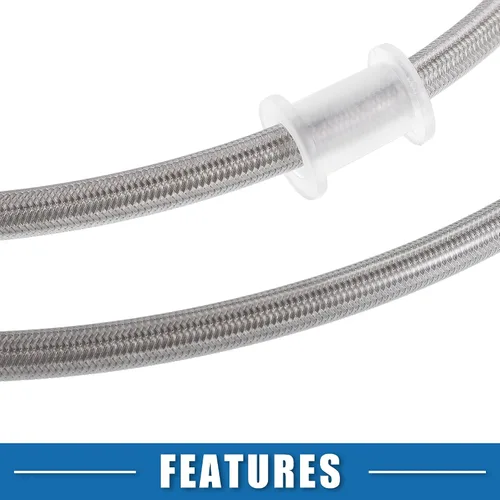 Vista 6 de Manguera de aceite de línea de freno hidráulico para motocicleta, 0.394 in ID 55.12 pulgadas de longitud, línea de freno trenzada para ATV