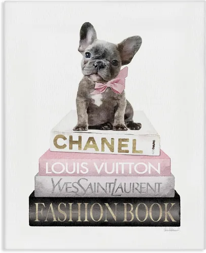 Vista 7 de Stupell Industries Amanda Greenwood "French Bulldog Pink Fashion Books", arte de placa de pared, 10 x 15 pulgadas, fácil de colgar y resistente