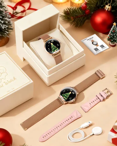 Vista 7 de WalkerFit Smartwatch for Women, 1.43” AMOLED Fitness Watch with Bluetooth Calling, Wireless Magnetic Charging, Female Health Tracker, 120+ Sports