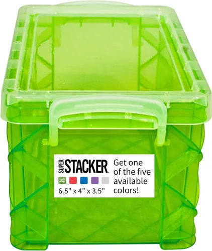 Vista 8 de Advantus Super Stacker índice Box, El color puede variar Snap-tight lid and handles keep contents secure Stackable plastic box is perfect for