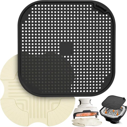 Vista 8 de 2 Piezas Salvamanteles de Silicona para Freidora de Aire y Protector contra Salpicaduras para Ninja Crispi, Alfombrilla Resistente al Calor
