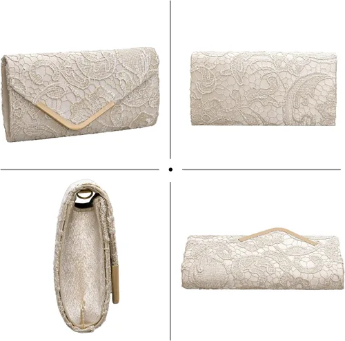Vista 7 de Bolso de mano Larcenciel para mujer, bolso de lentejuelas brillante con cadena, bolso de noche con destellos para fiestas y graduaciones