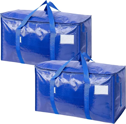 Vista 16 de TICONN Paquete de 2 bolsas de mudanza extra grandes resistentes con cremalleras y asas de transporte, bolsas de almacenamiento duraderas