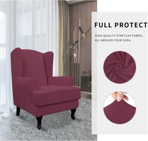 Vista 3 de Easy Going - Funda elástica para sillón (2 piezas); funda protectora de muebles, suave con parte inferior elástica, tejido de jacquard y elastano
