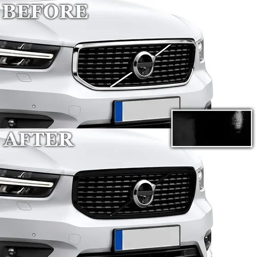 Vista 3 de BOGAR TECH DESIGNS Para Volvo XC40 2019-2026 Front Chrome Delete - Kit de superposición de vinilo precortado, borde opaco negro brillante