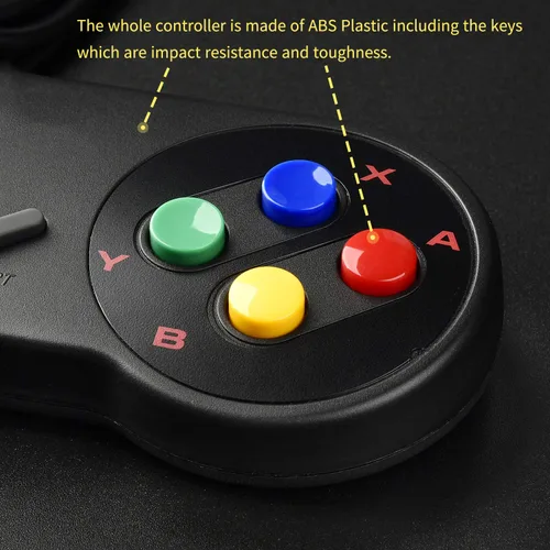 Vista 3 de MODESLAB 2 Pack Wired USB SNES Controller - USB Gamepad Replacement for Windows PC MAC Linux Raspberry Pi - Compatible with SNES Games- Easy Plug &