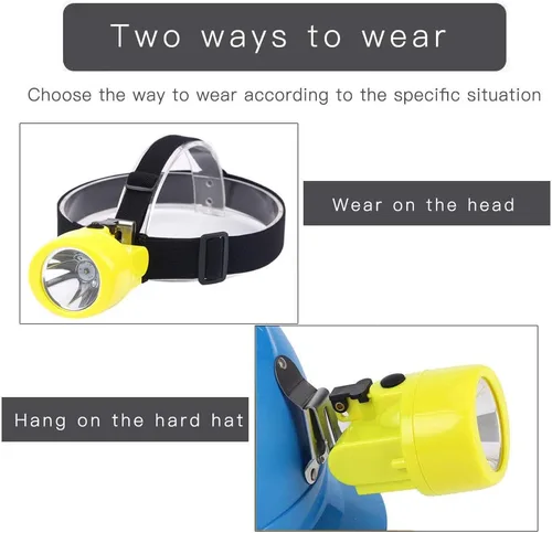 Vista 6 de Linterna frontal LED recargable, resistente al agua, a prueba de explosiones, casco de alta potencia para minería de carbón, caza de capullas