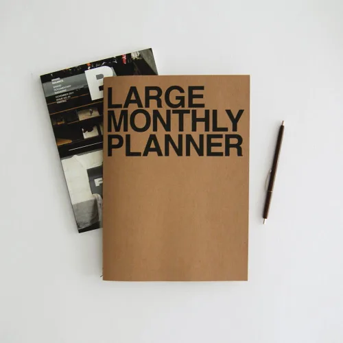 Vista 2 de JSTORY Planificador Mensual Grande Se Mantiene Plano Sin Fecha Todo el Año, Cubierta Flexible, Organizador de Metas/Tiempo, Papel Grueso, Ecológico