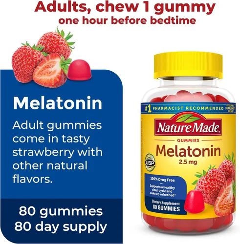 Vista 4 de Nature Made Paquete combinado de gomitas de melatonina para adultos y niños para un sueño reparador, paquete familiar, ayuda para dormir