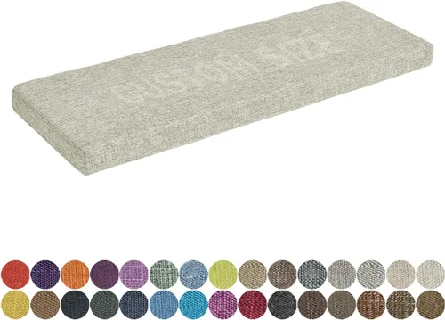 Vista 14 de Cojín de banco de tamaño personalizado, 30 colores, cojín de asiento de ventana panorámica, espuma gruesa de tapicería de 1.18 pulgadas, 1.97