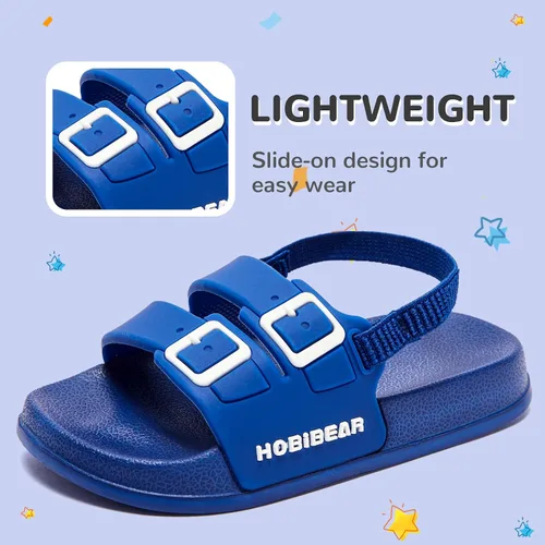 Vista 2 de HOBIBEAR Sandalias para niños y niñas, zapatos planos con punta cerrada, zapatos de agua para niños, zapatos de playa de verano (bebéniño pequeño)