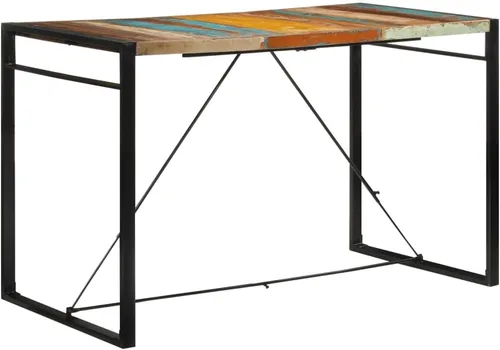 Vista 12 de Industrial Bar Table Solid Reclaimed Wood and Iron Frame Counter Height 43.3 Inch Narrow Design for Small Spaces Indoor Outdoor Use Dining Room
