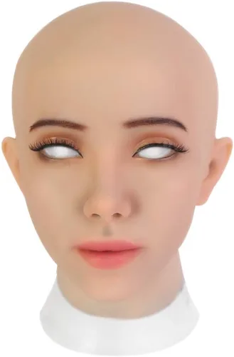 Vista 3 de EQAIWUJIE Kathy Female fake Face Realistic Silicone fake Head for Crossdresser Halloween Decoration, Parties, Fall Festival