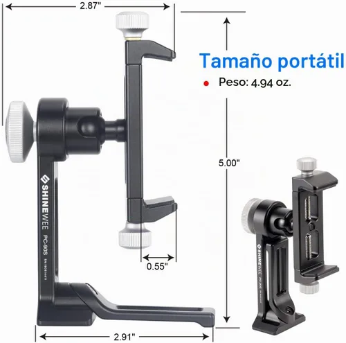 Vista 8 de SHINEWEE Adaptador de montaje de trípode de metal, cola de milano Arca y montaje de tornillo de 1/4 pulgadas, base vertical y horizontal ajustable
