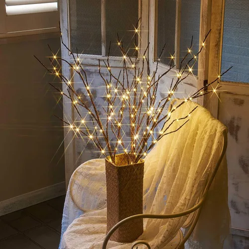 Vista 3 de Fudios Rama Iluminada Enchufable con Temporizador Ramas de Sauce con Luces de Hadas para Florero Ramita de 32 Pulgadas 150 LED Decoración de Fiestas