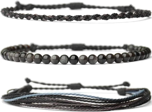 Vista 71 de Pulsera curativa hecha a mano con cuentas de piedra natural, regalo para hombres, pulsera de cuerda ajustable
