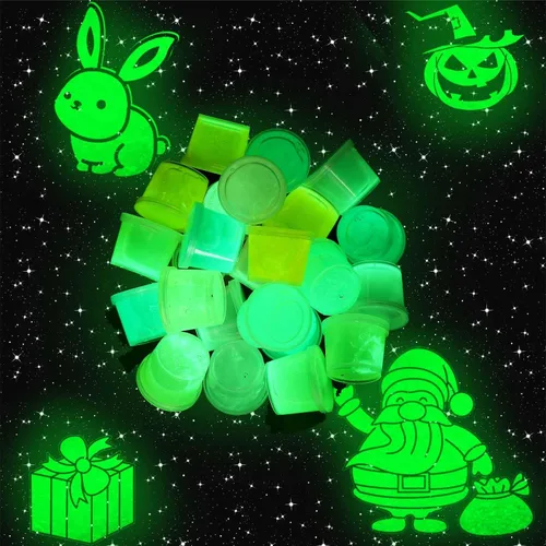 Vista 4 de Paquete de 50 slime de galaxia que brilla en la oscuridad, paquete de 50 unidades de slime de galaxia que brilla en la oscuridad, slime