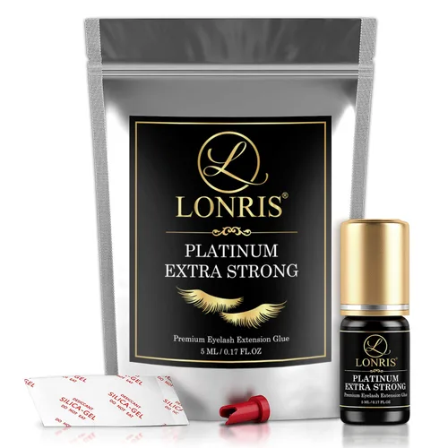 Vista 5 de 8-9 semanas de retención/pegamento de extensión de pestañas de volumen/Platinum Extra Strong LONRIS Lash / 0.5-1 segundo tiempo de secado/unión