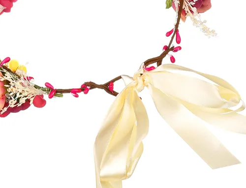Vista 8 de Corona de flores de rosas para novia, diadema floral para el cabello, diadema de flores, halo bohemio con cinta, boda, fiesta, festival, fotos