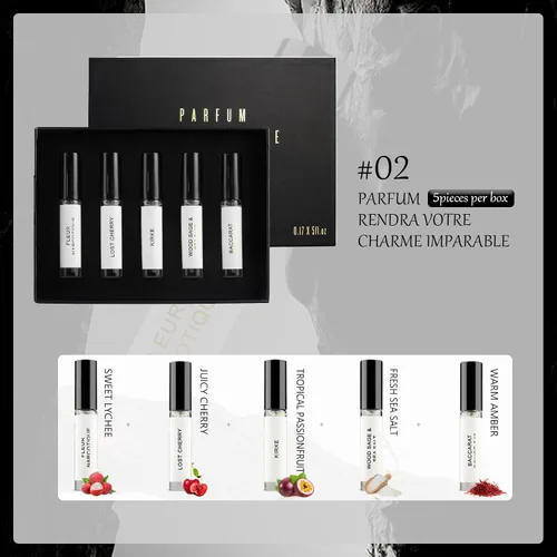 Vista 3 de Eau de Parfum - 5 fragancias de larga duración de 0.2 fl oz, juego de regalo de perfume blanco de lujo, 5 aromas únicos y duraderos para cada estado