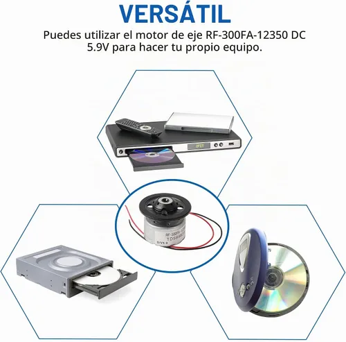 Vista 7 de uxcell Metal RF-300FA-12350 DC 5.9V Husillo DVD Micro Motor, 0.9 x 0.5 in para reproductor de DVD CD, 1 PC Plata Negro