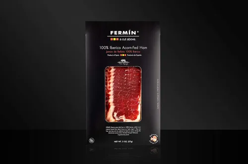 Vista 5 de Jamón ibérico de Bellota rebanado a mano (2 oz). Sin gluten por Fermin