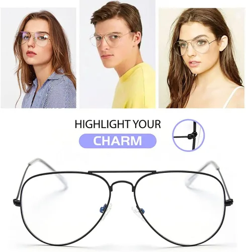 Vista 2 de Dollger Gafas de lente transparente Aviator sin receta para mujeres y hombres 3025 negro