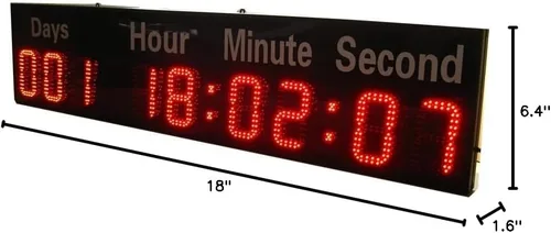 Vista 8 de AZOOU 6 pulgadas 9 dígitos LED temporizador cuenta atrás/arriba reloj montado en la pared con días horas minutos segundos segundos color rojo