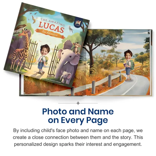 Vista 3 de Libro de cuentos personalizado para niños, increíble aventura en el zoológico, nombre y foto personalizados, regalos para bebés, historia atractiva