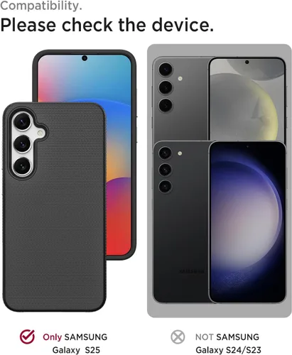 Vista 2 de Miimall Funda delgada y resistente para Samsung Galaxy S25, protección contra caídas de grado militar de 10 pies, agarre antideslizante Negro