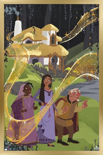Vista 15 de Trends International Disney Wish - Póster de collage 1 (familiar), 14.72 x 22.37 pulgadas, versión enmarcada de madera de granero