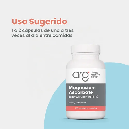 Vista 3 de ARG Vitamina C tamponada con ascorbato de magnesio 1000 mg, 100 cápsulas